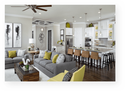 westbay story | model home kitchen and great room